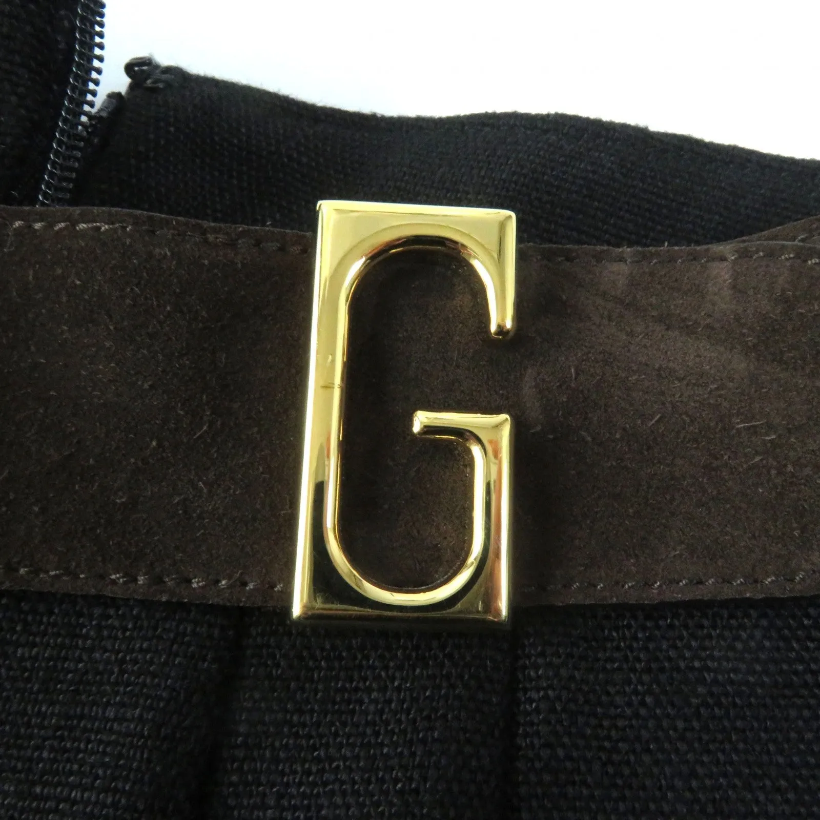 GUCCI Pleated skirt 511243 linen Black brown 40