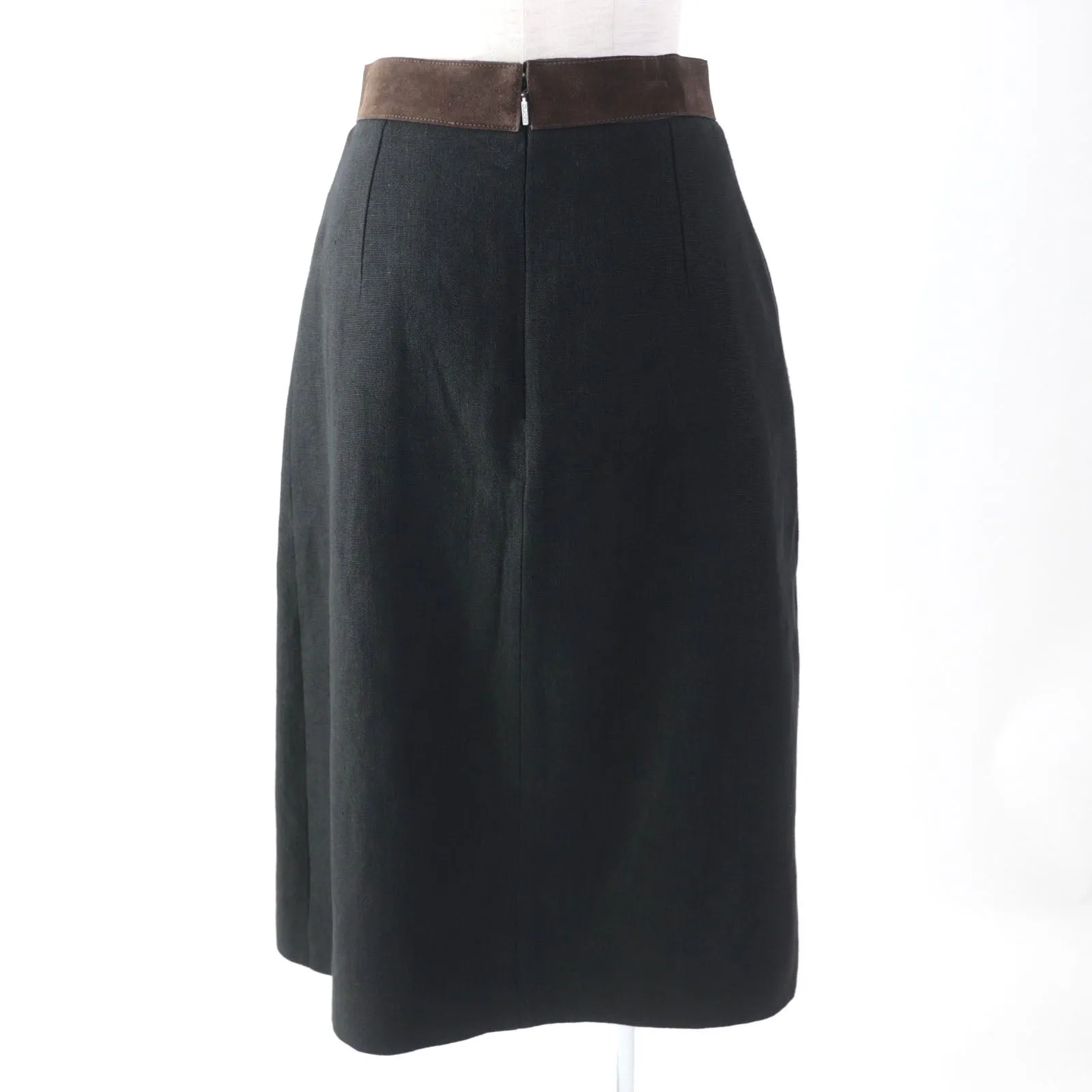 GUCCI Pleated skirt 511243 linen Black brown 40