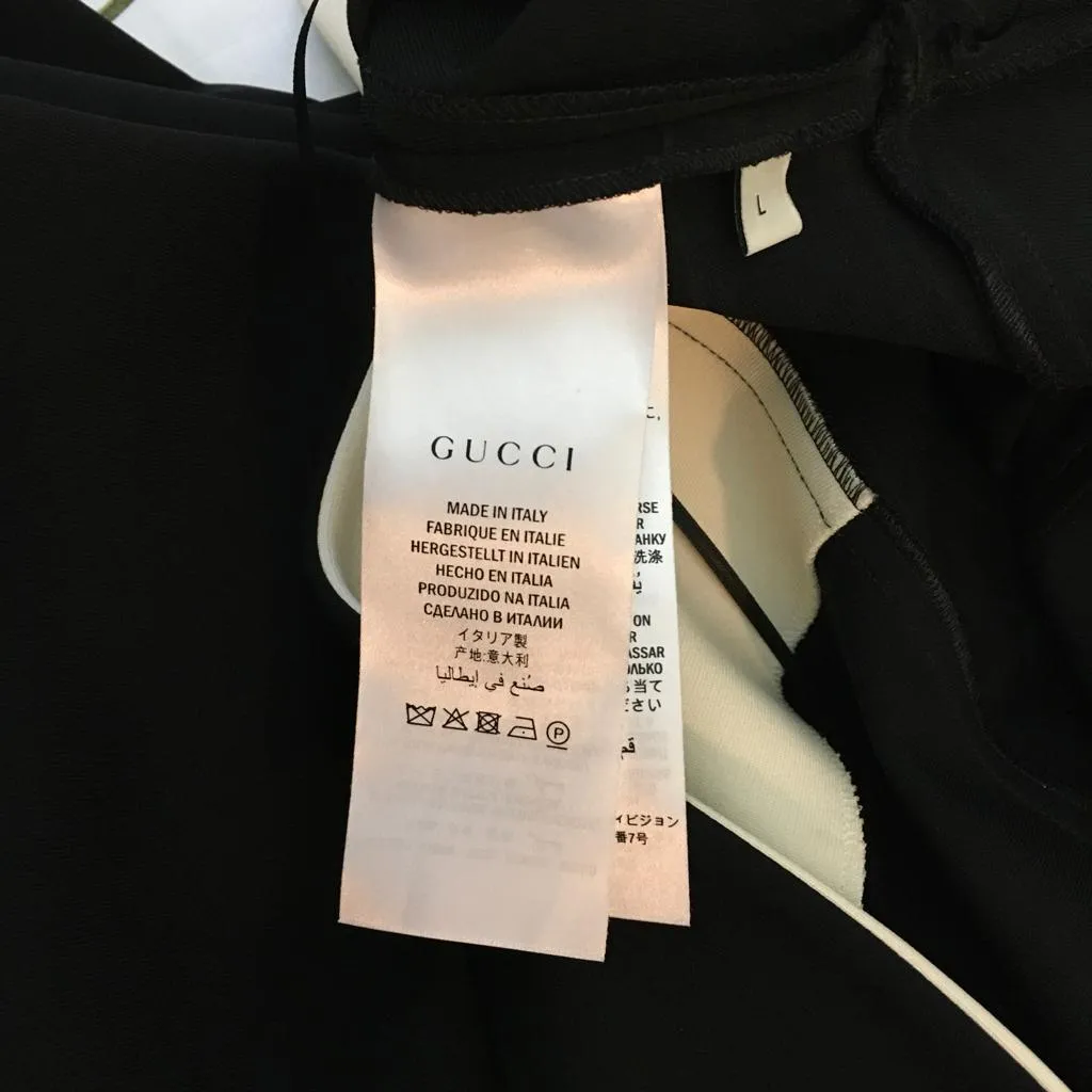 Gucci Women's Contrast Trim Jersey Dress Black/Cream Sz L Button