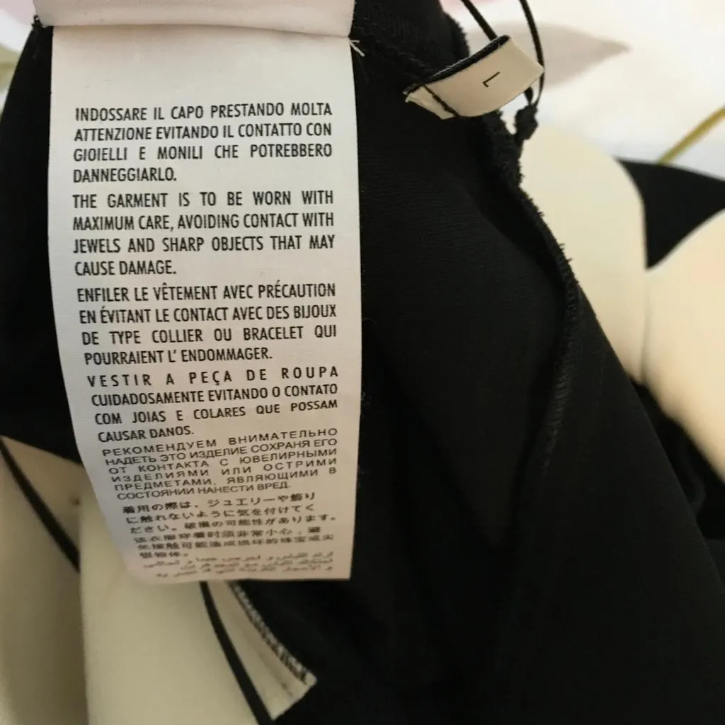 Gucci Women's Contrast Trim Jersey Dress Black/Cream Sz L Button