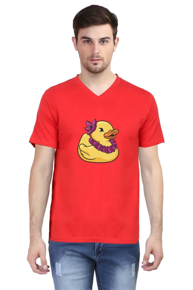 Hawaiian Duck Printed V Neck T-shirt for men