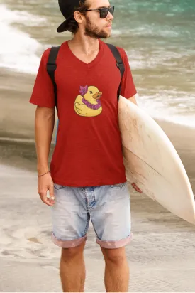Hawaiian Duck Printed V Neck T-shirt for men