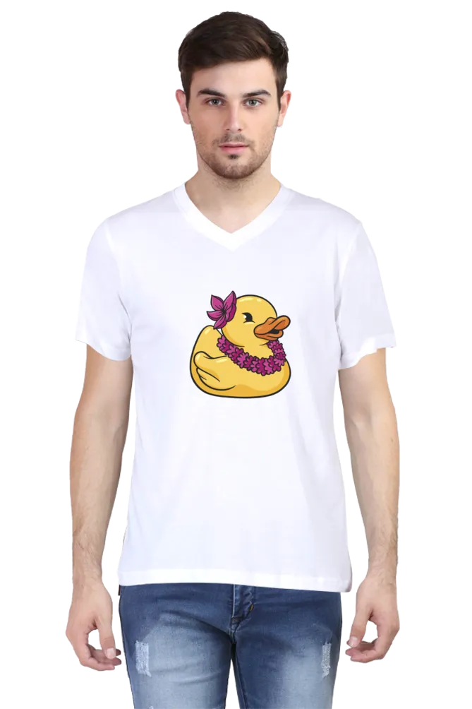 Hawaiian Duck Printed V Neck T-shirt for men