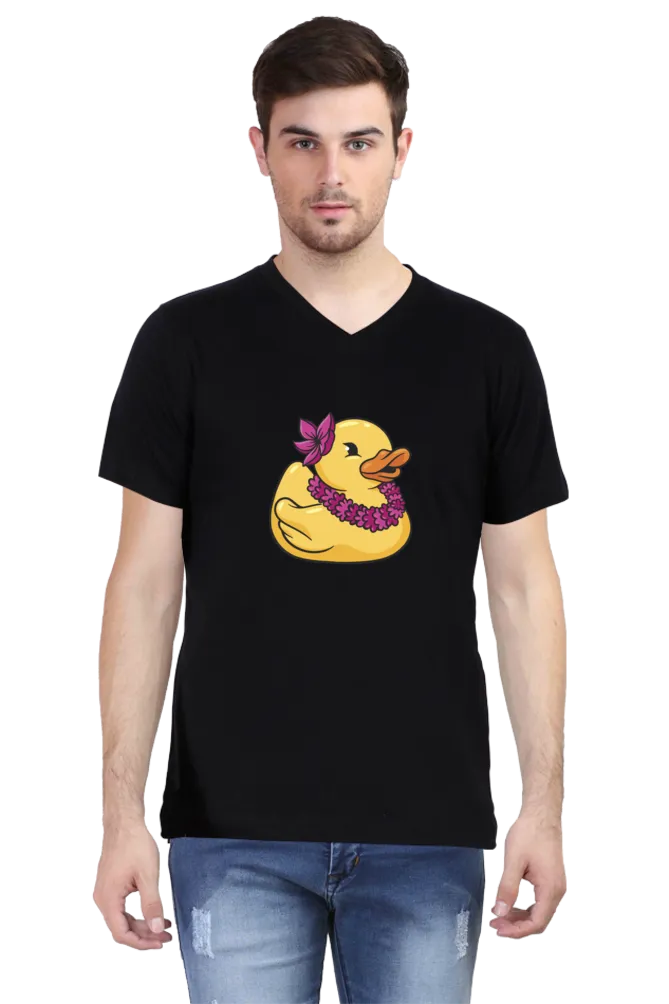 Hawaiian Duck Printed V Neck T-shirt for men