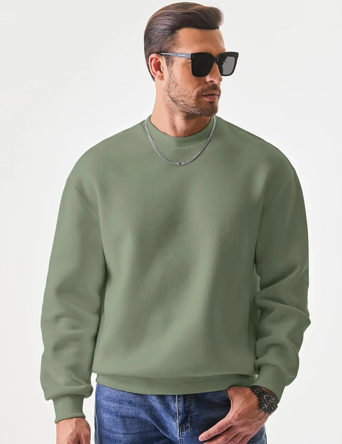 JMIERR Men's Casual Long Sleeves Crewneck Sweatshirts Cotton Pullover Sweatshirt for Men