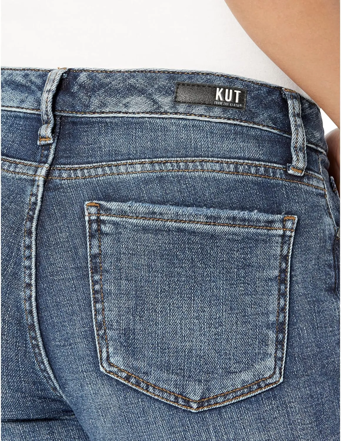 KUT from the Kloth Reese High-Rise Fab AB Ankle Straight Raw Hem in Relieve