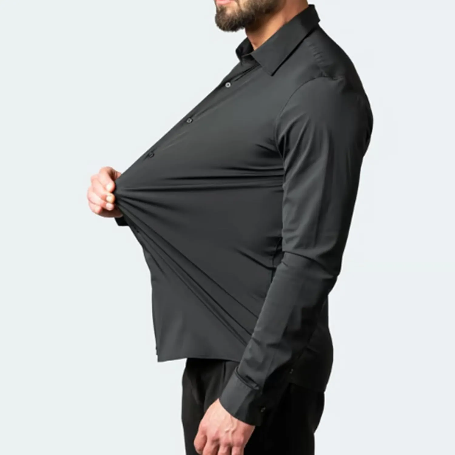 Literalous Shirt, Men's Stretch Non-Iron Anti-Wrinkle Shirts, Breathable Casual Cotton Short Sleeve Shirt