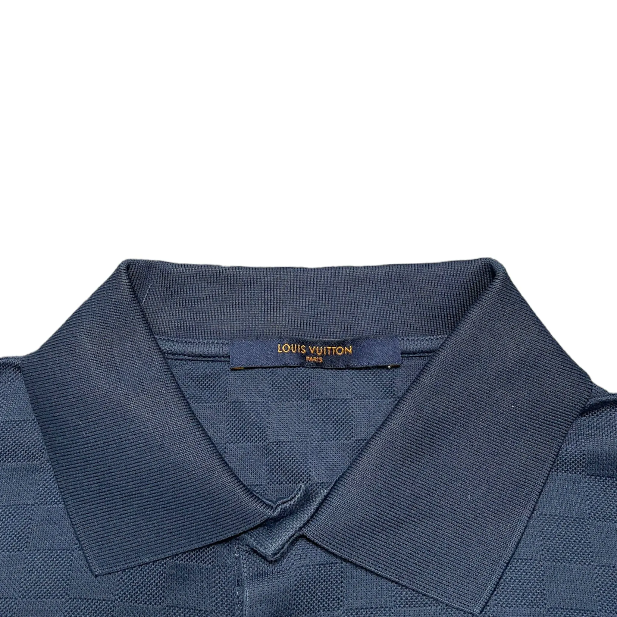 Louis Vuitton Classic Damier Pique Polo Tee Shirt Blue