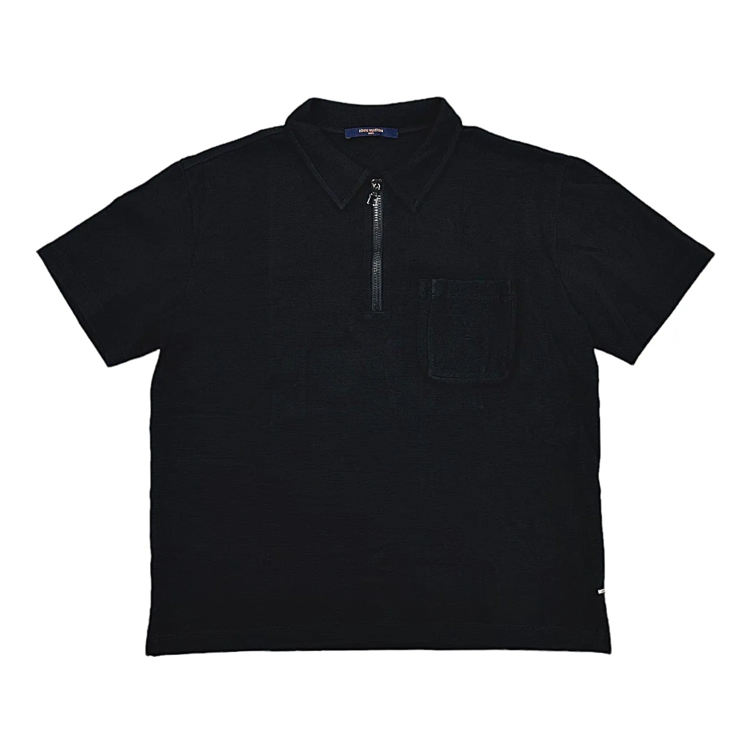Louis Vuitton Zip Polo Monogram Pocket Short Sleeve Tee Shirt Black Pre-Owned