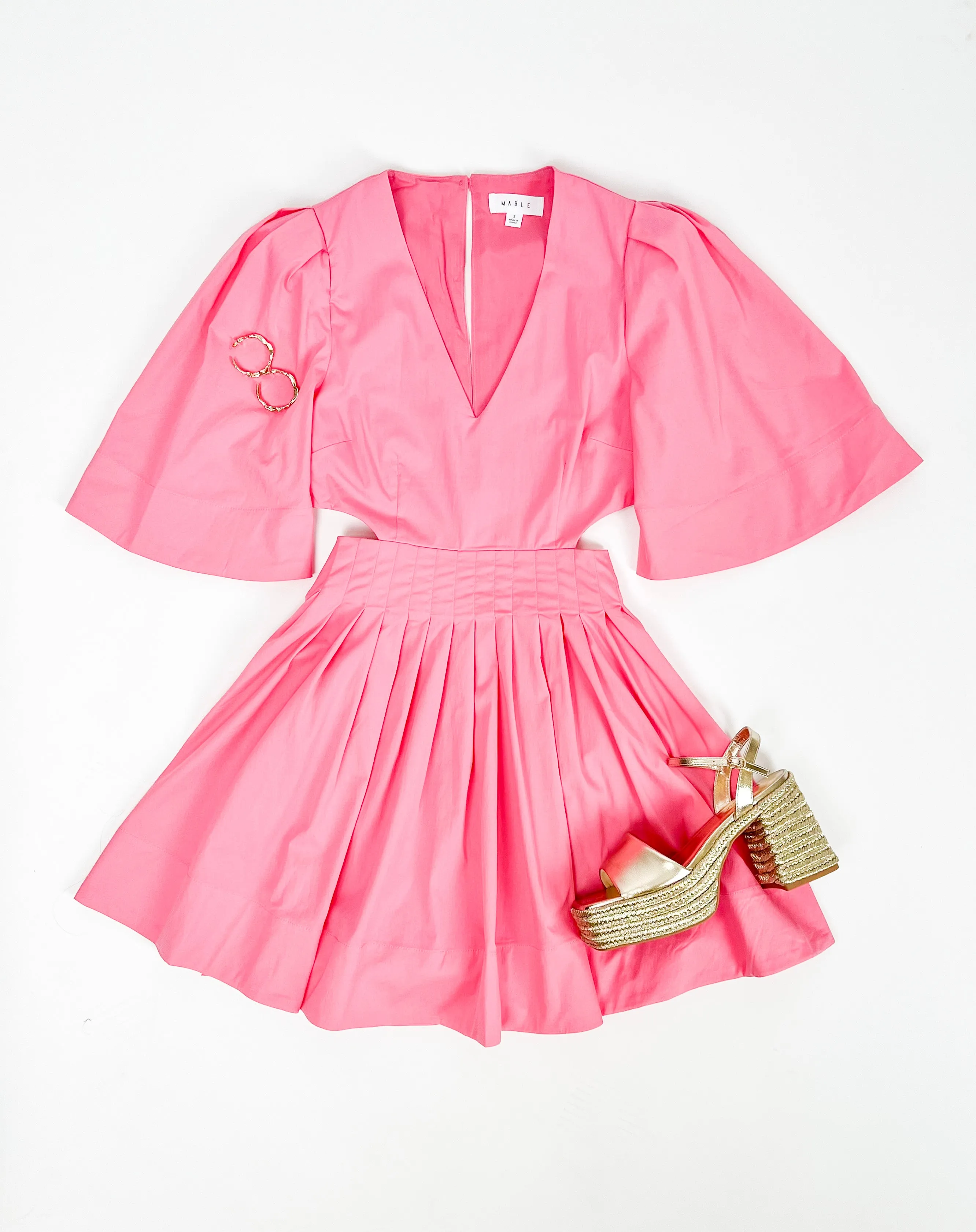 LOVE SPELL PINK PLEATED MINI DRESS