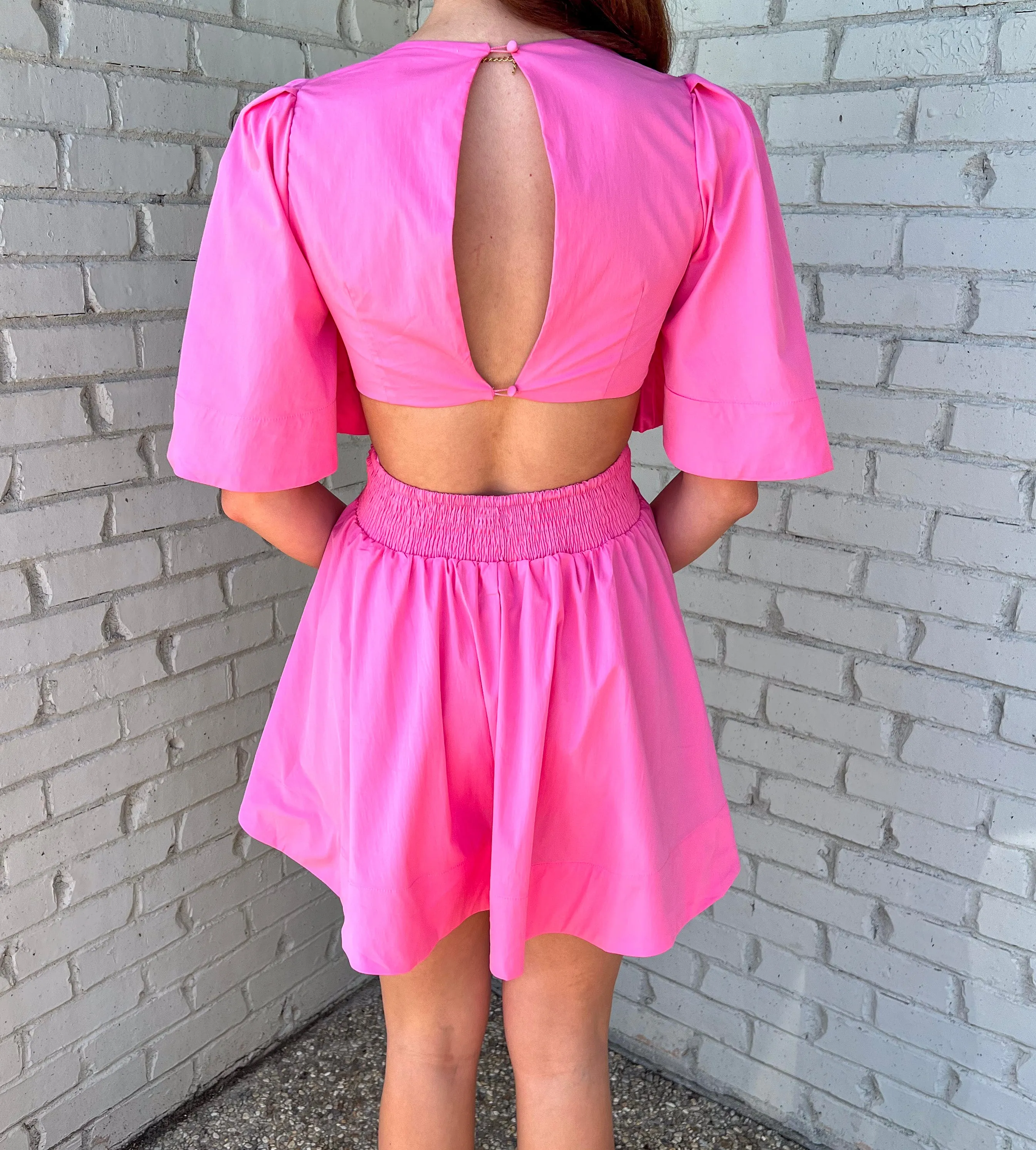 LOVE SPELL PINK PLEATED MINI DRESS