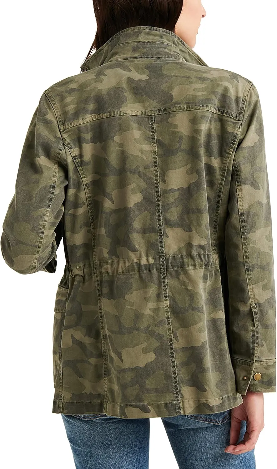 Lucky Brand Women's Long Sleeve Button Up Two Pocket Utility Jacket