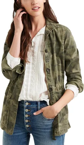 Lucky Brand Women's Long Sleeve Button Up Two Pocket Utility Jacket