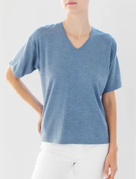 Luxo Knit T V-Neck - Chambray