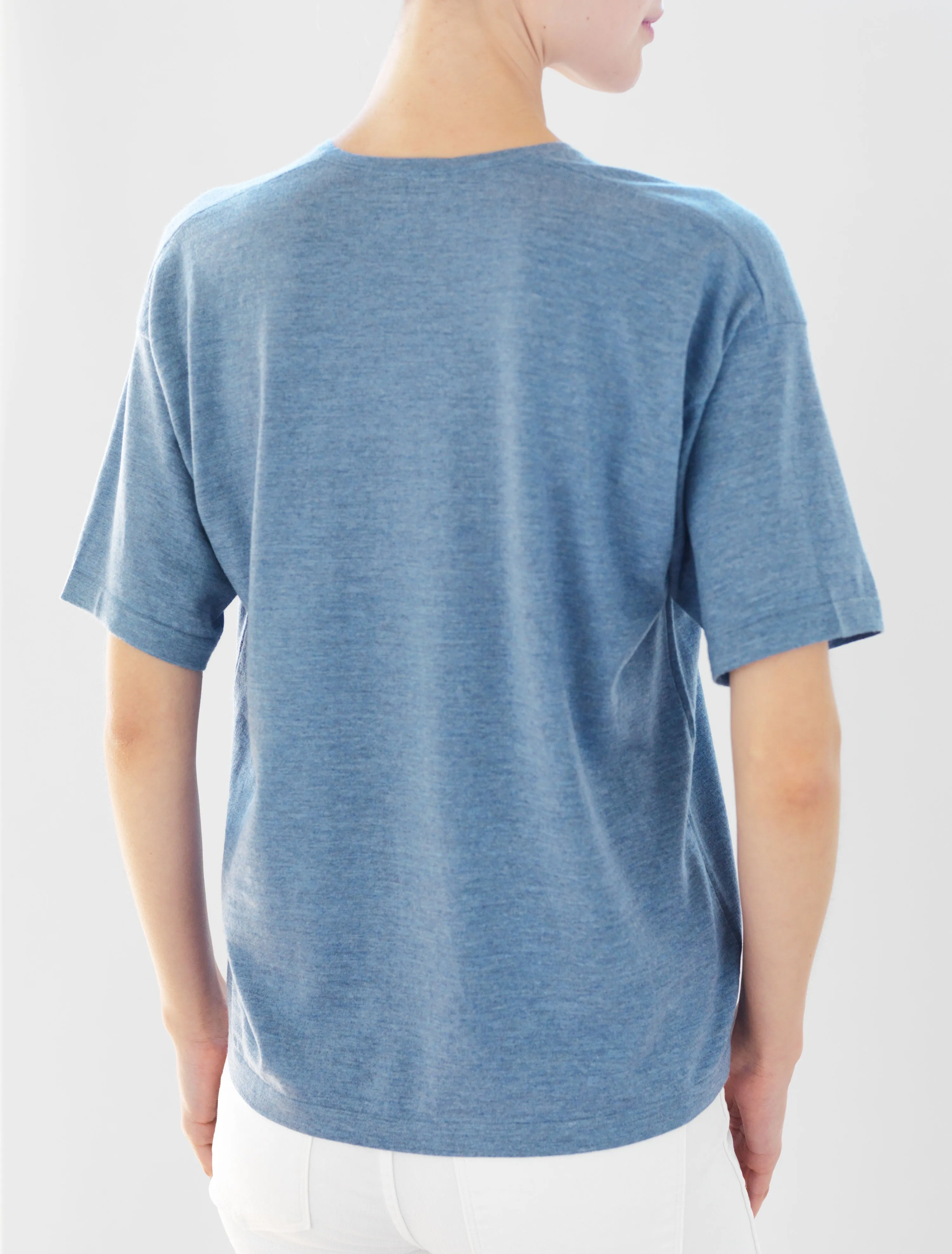 Luxo Knit T V-Neck - Chambray