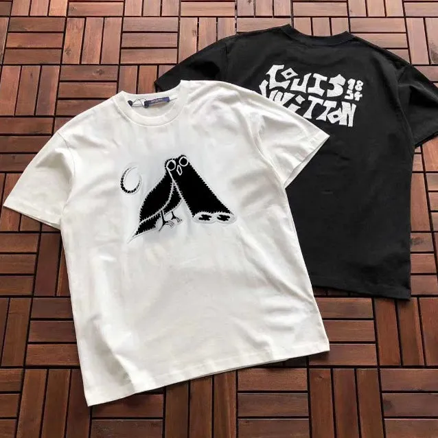LV - Men 'Black' Owl Embroidered Oversized T-Shirt LV800