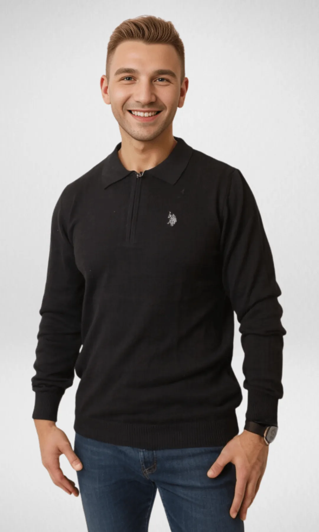 Men USP Half Zipper - Black