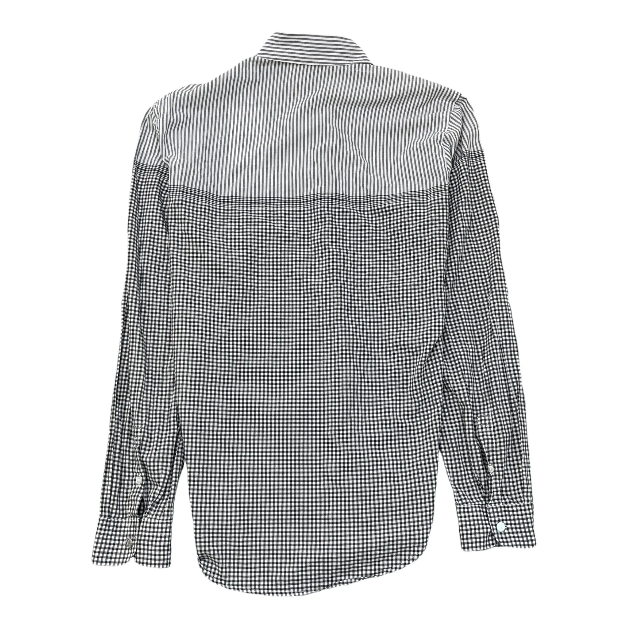 Men's Checked Stripe Polo Shirt White Size S
