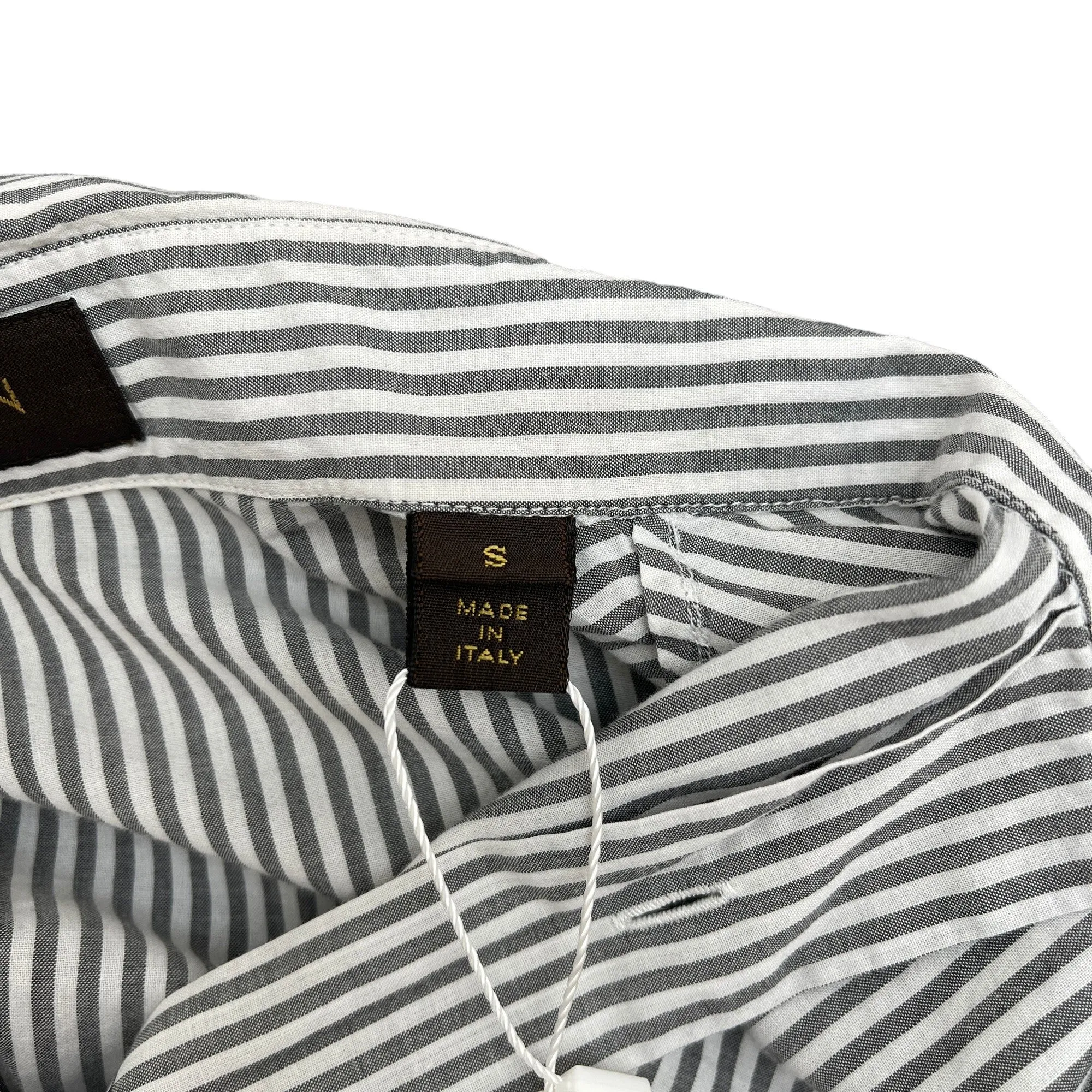 Men's Checked Stripe Polo Shirt White Size S