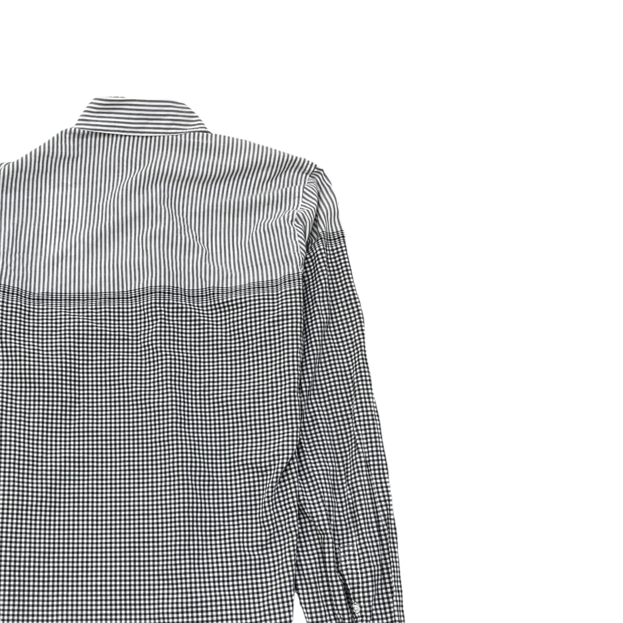 Men's Checked Stripe Polo Shirt White Size S