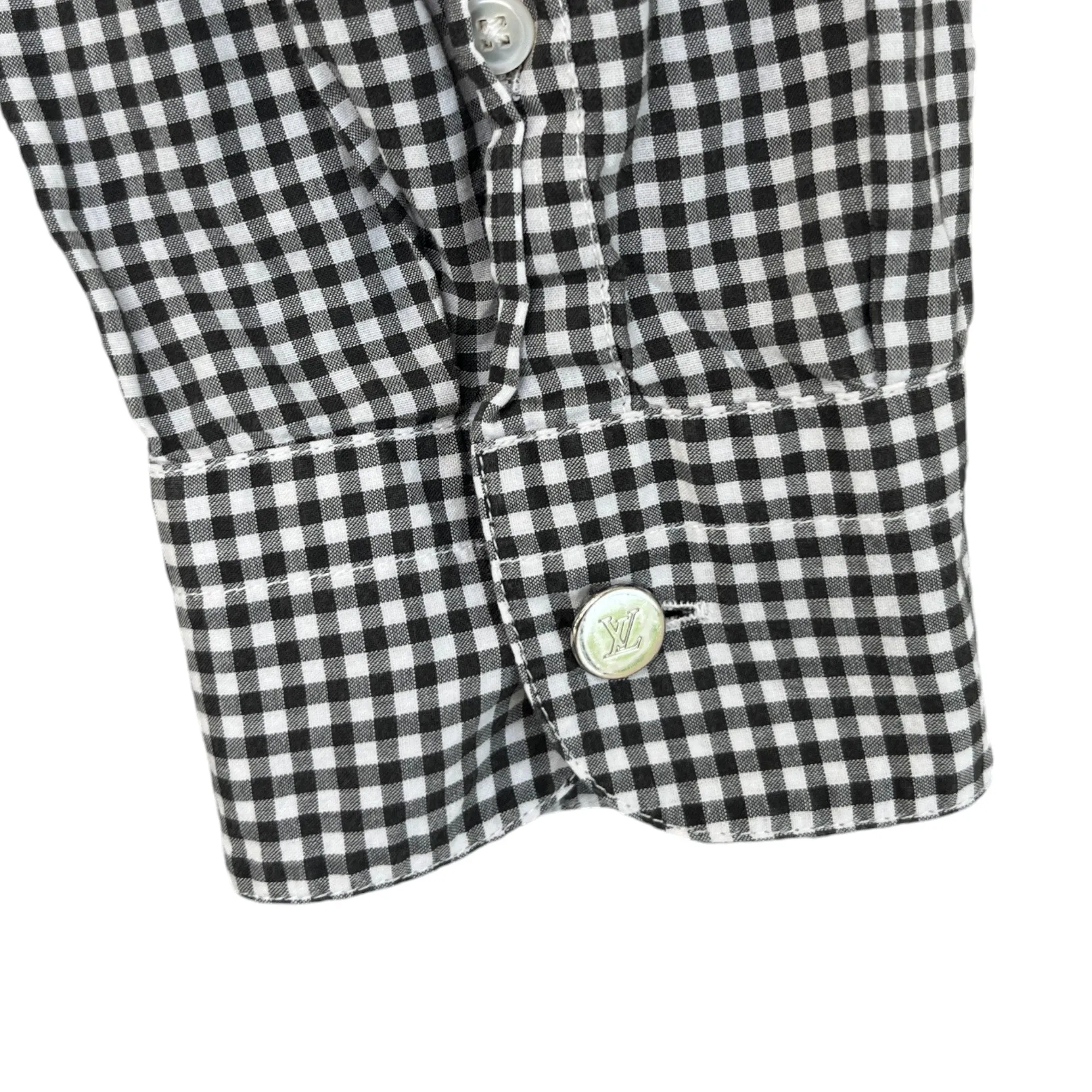 Men's Checked Stripe Polo Shirt White Size S