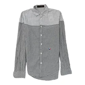 Men's Checked Stripe Polo Shirt White Size S