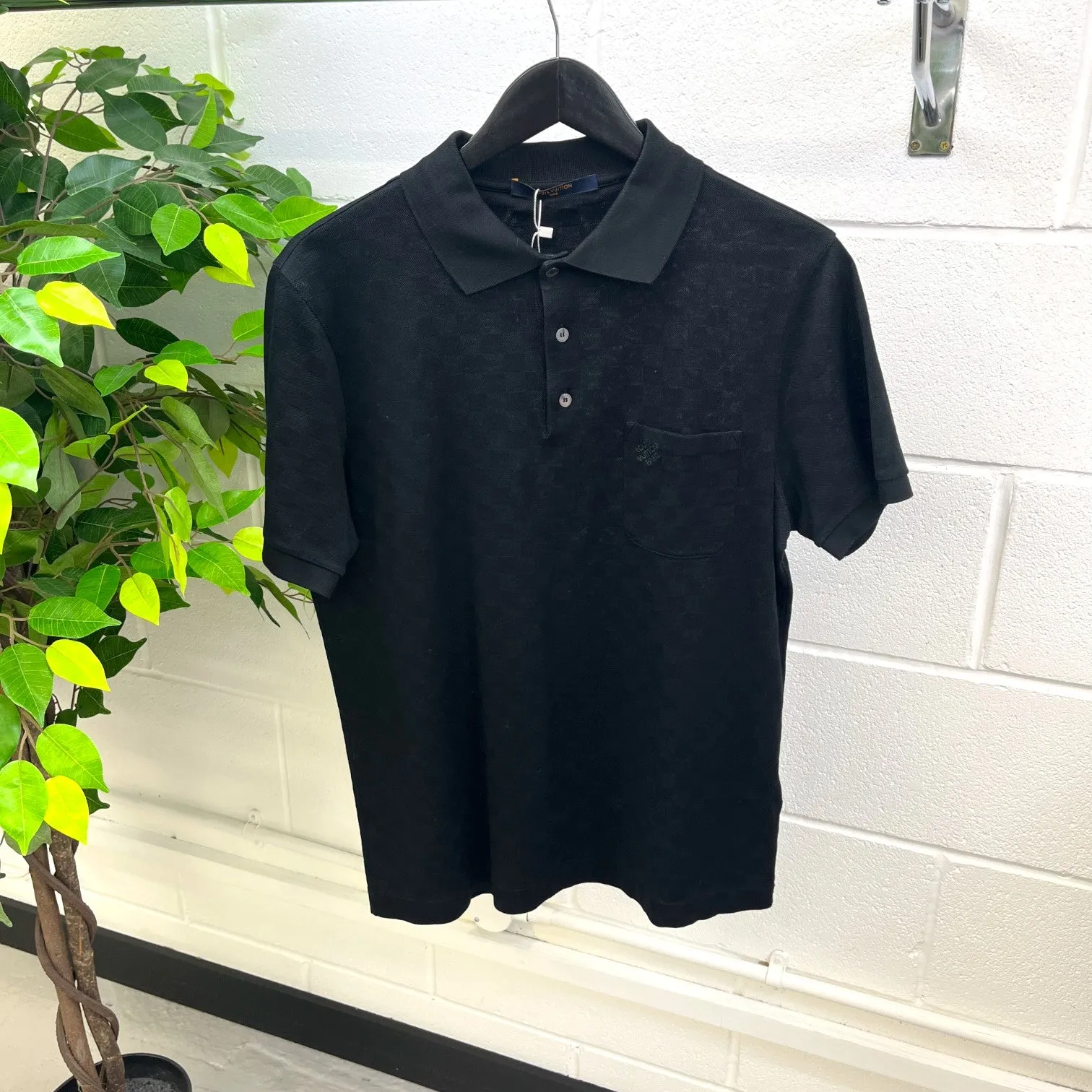 Men's Damier Logo Polo Shirt Black Size L