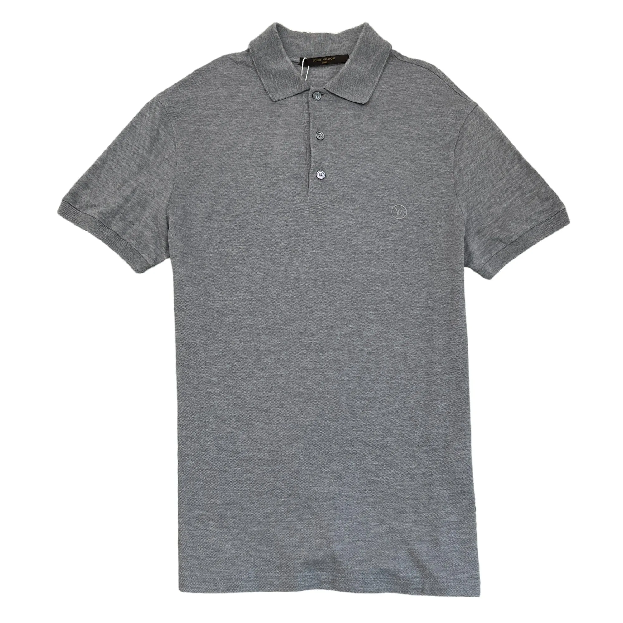 Men's Embroidered Logo Polo Shirt Grey Size XS