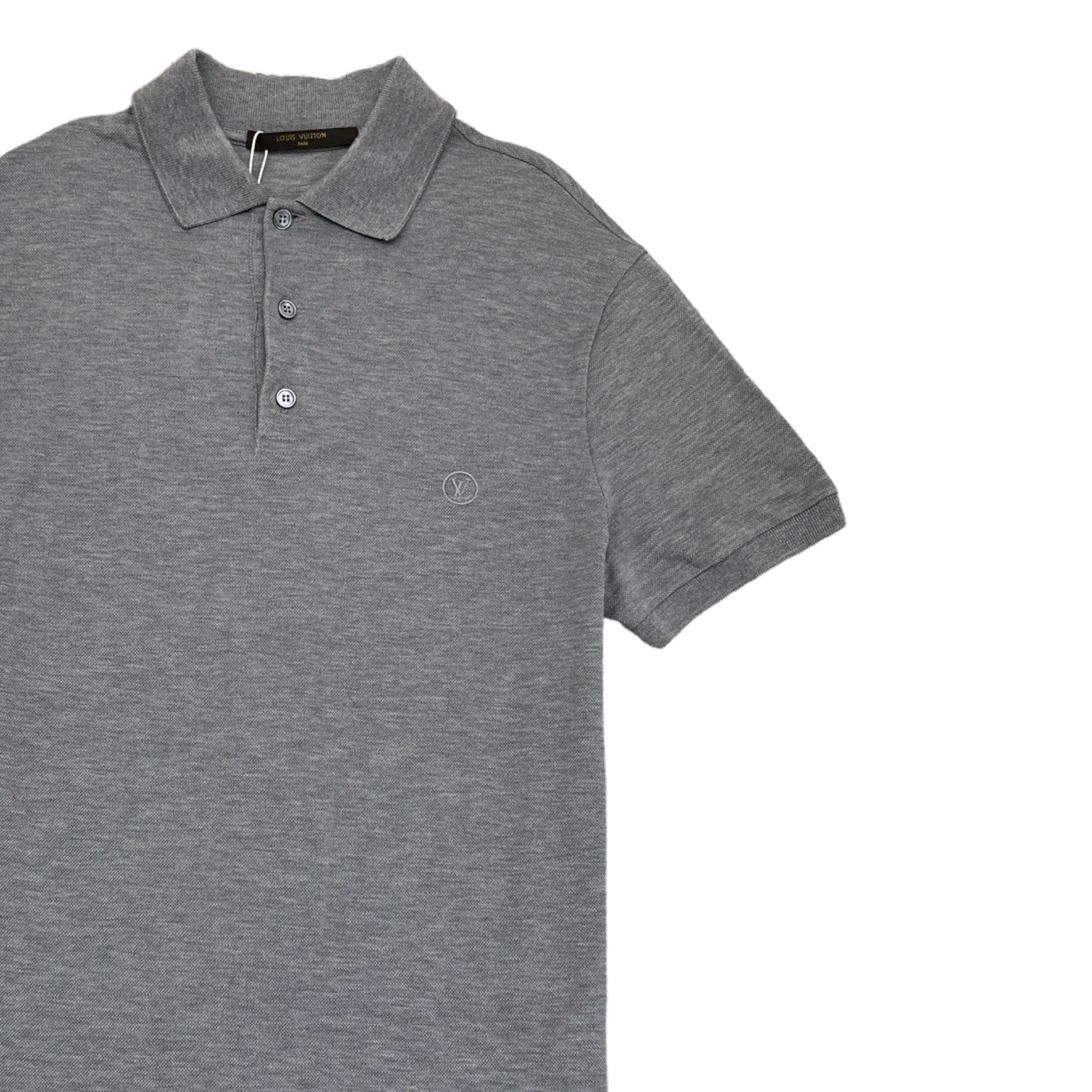 Men's Embroidered Logo Polo Shirt Grey Size XS