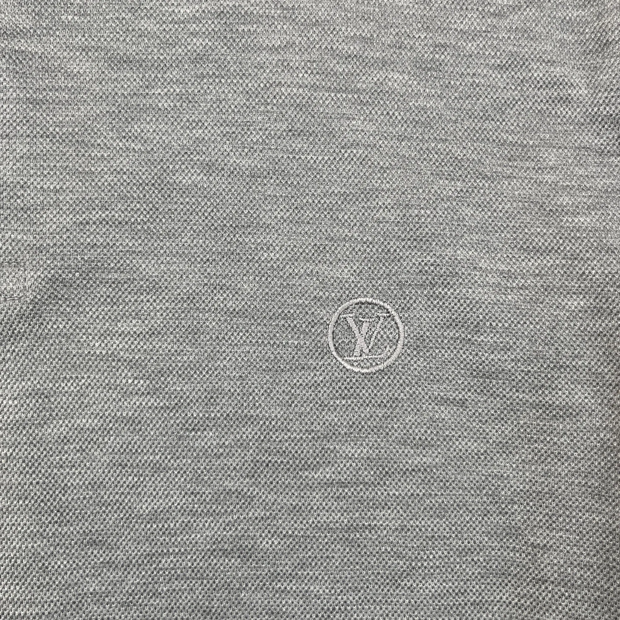 Men's Embroidered Logo Polo Shirt Grey Size XS