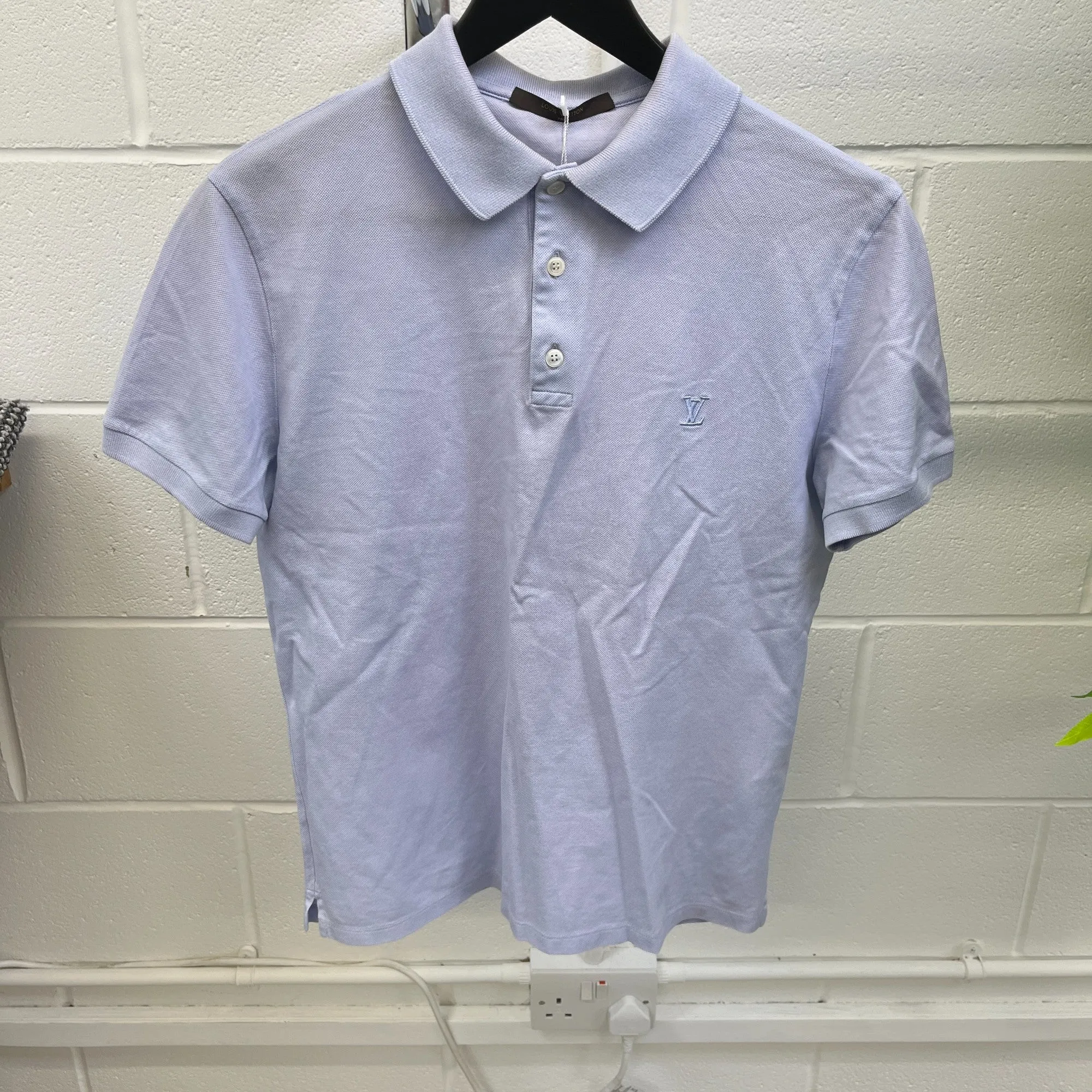 Men's Embroidered Logo Polo Shirt Purple Size S