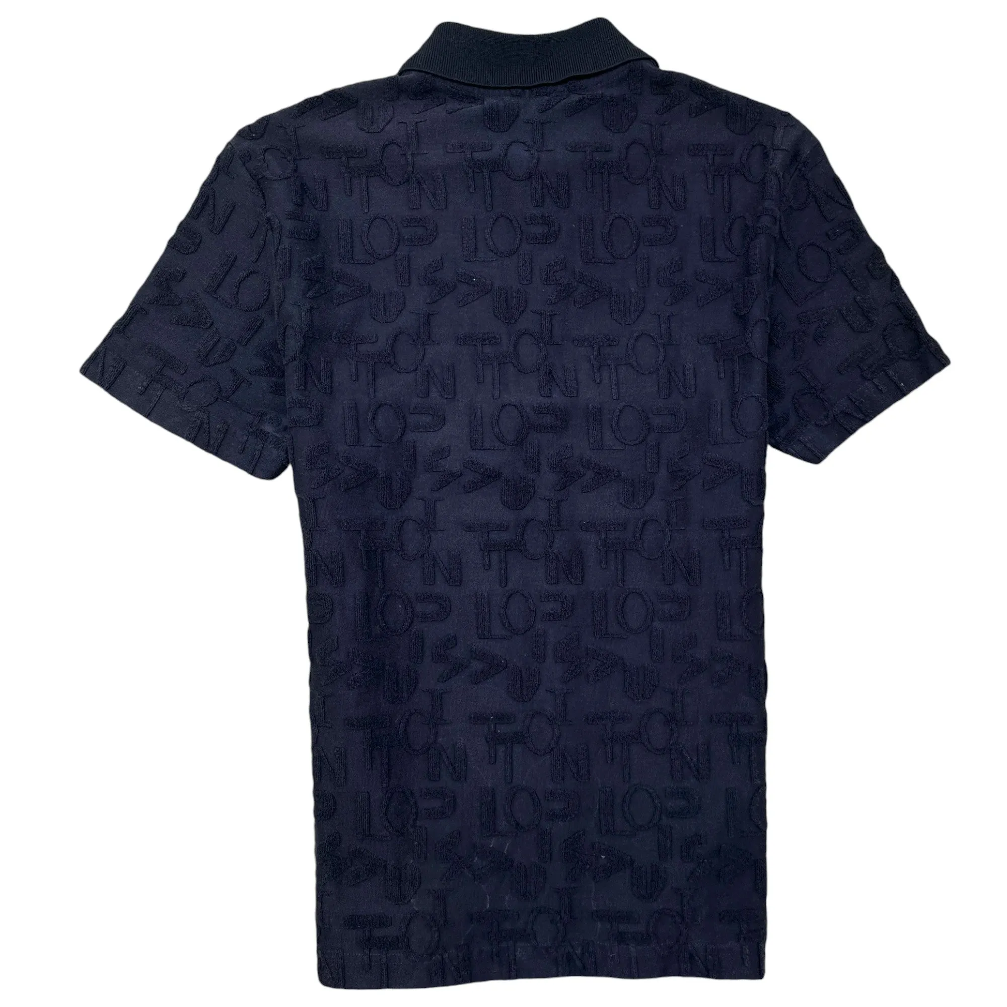 Men's Jacquard Terry Logo Polo Shirt Navy Size XS