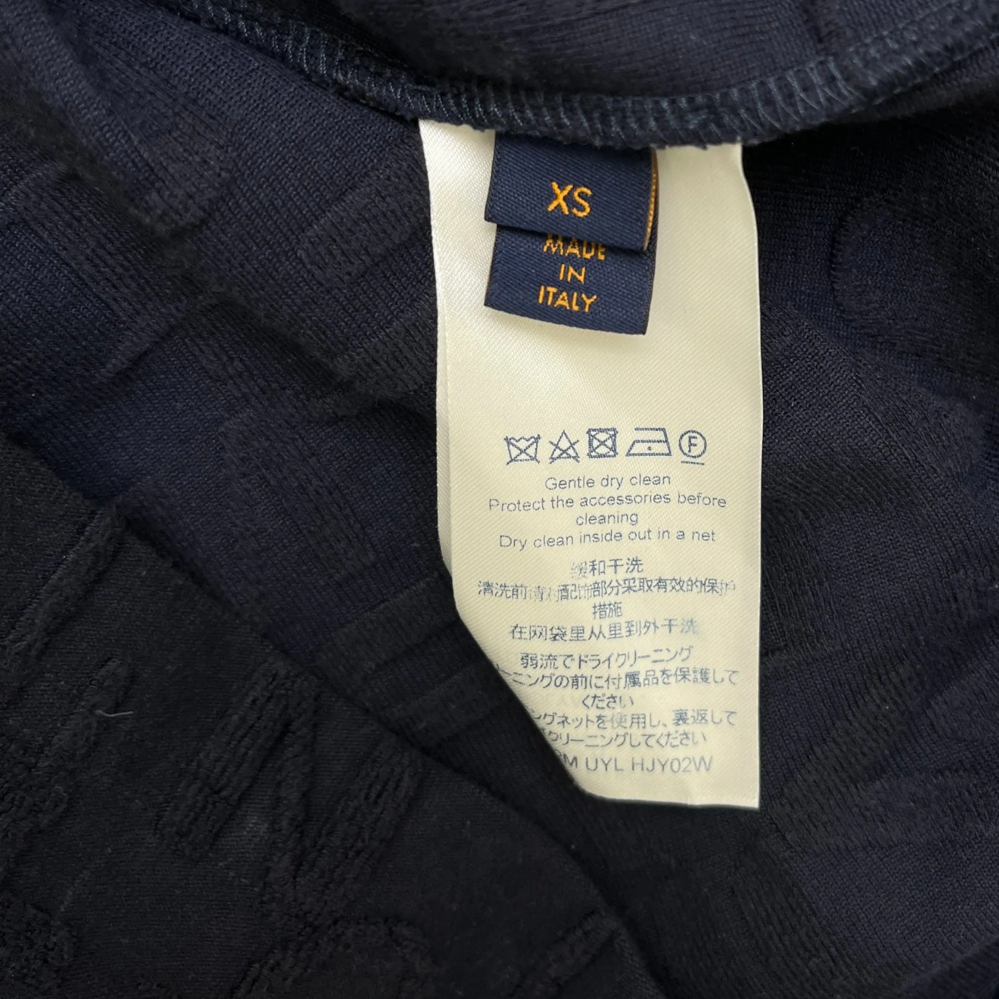 Men's Jacquard Terry Logo Polo Shirt Navy Size XS