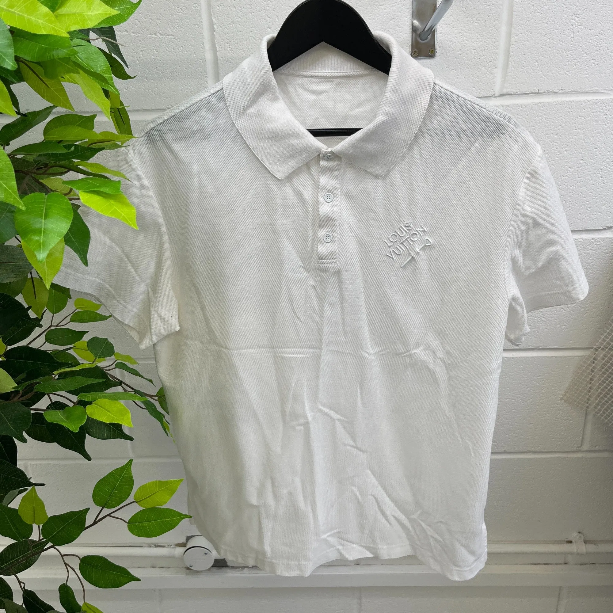 Men's Signature Embroidered Polo Shirt White Size M