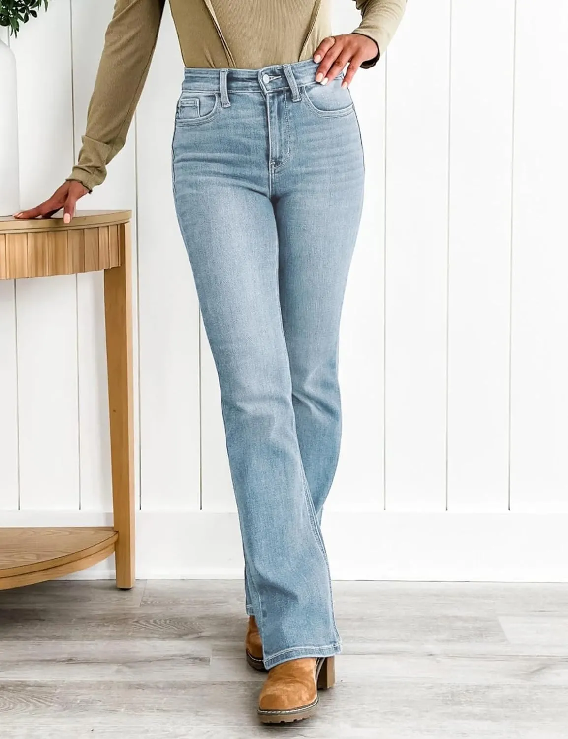 Oprah's Favorite Jeans Baggy Jeans High Waisted Wide Leg Straight Stretchy Denim Pants with Patch Pockets
