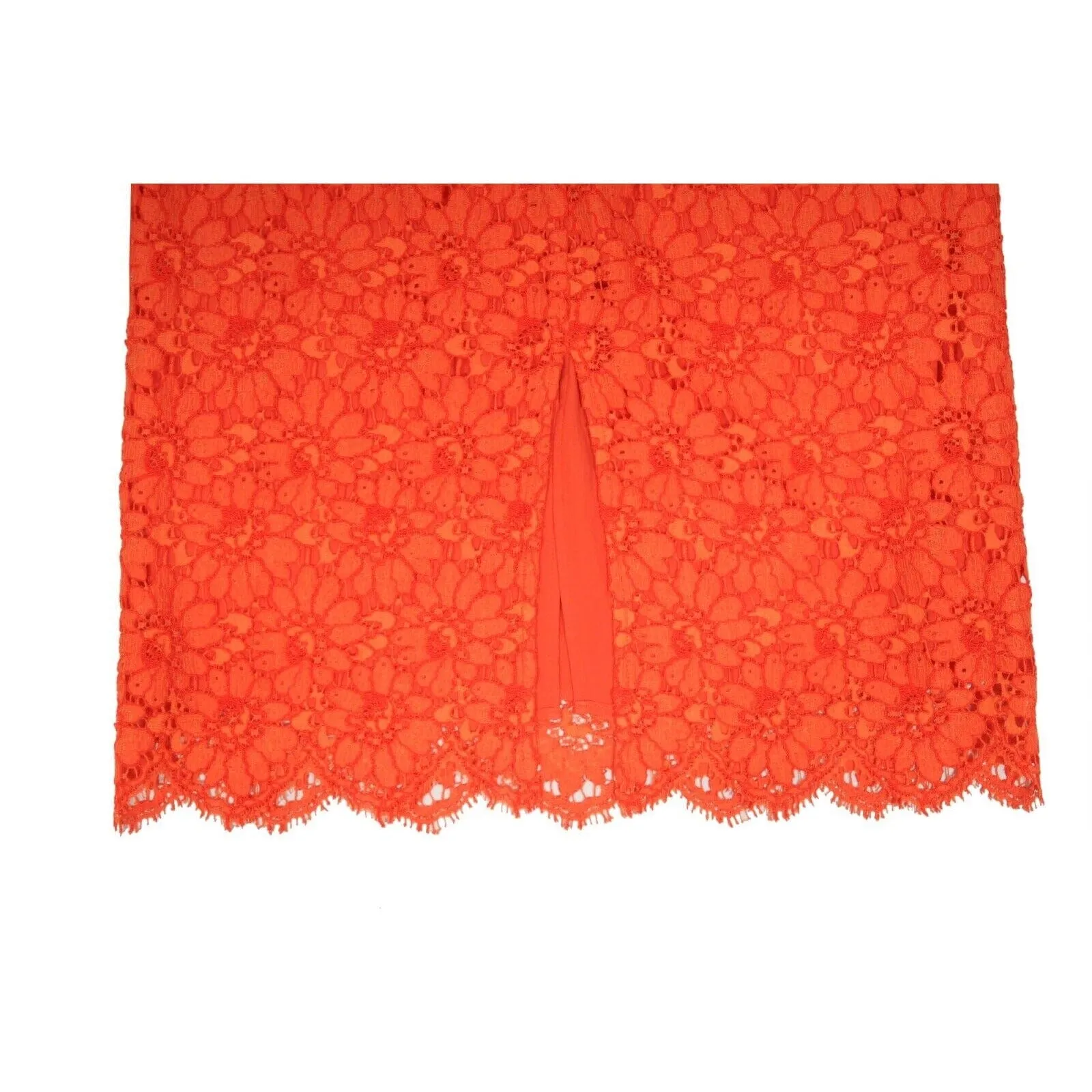 Orange Floral Flower Lace Lined Midi Skirt