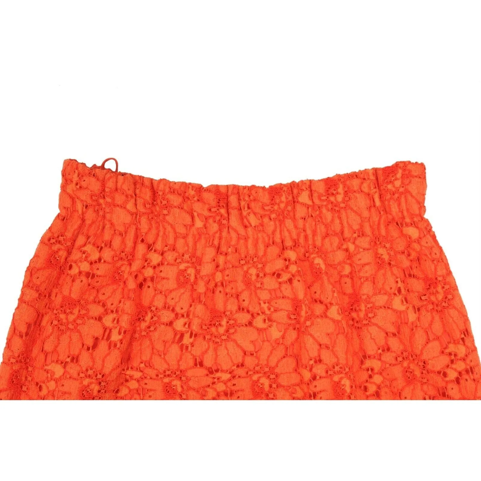 Orange Floral Flower Lace Lined Midi Skirt