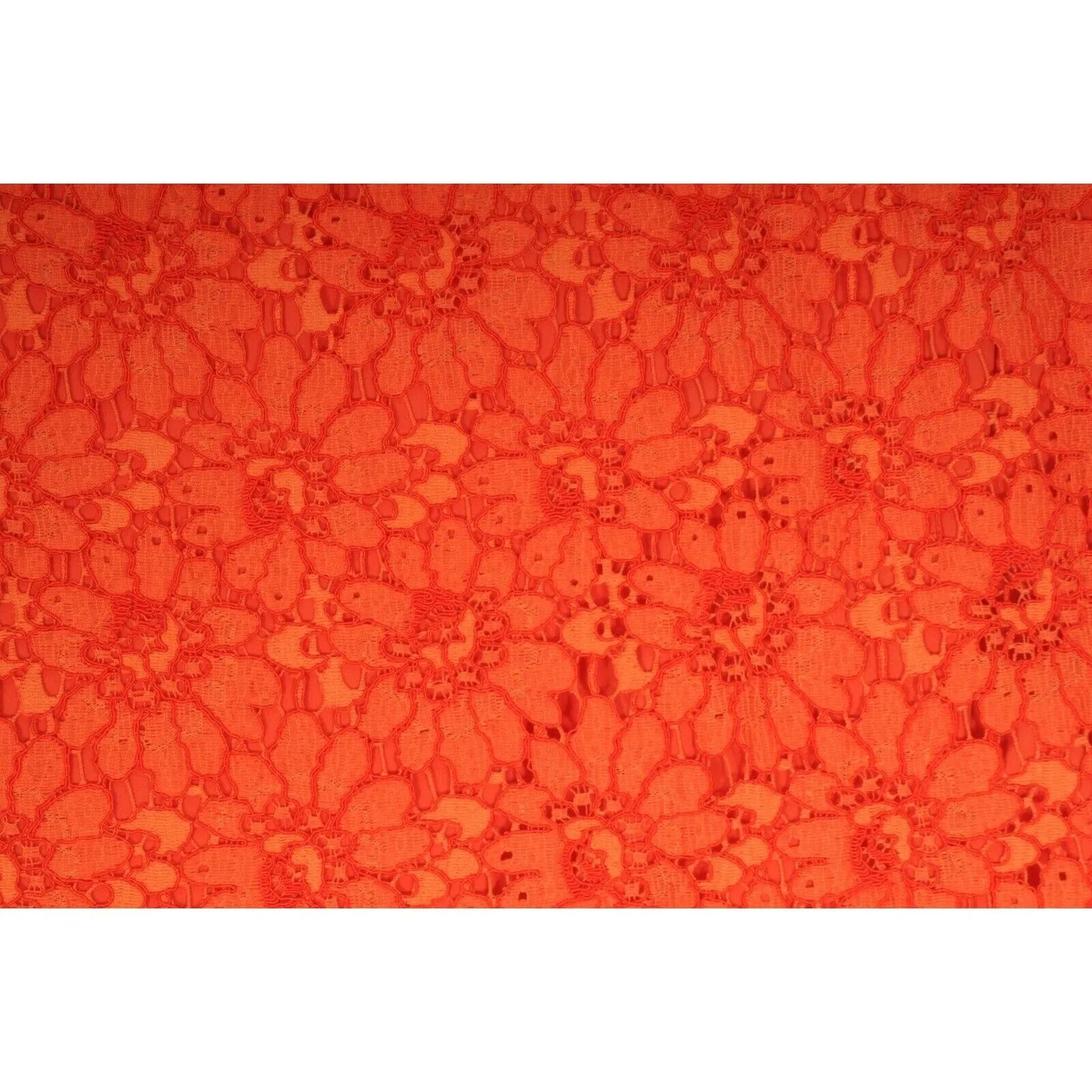 Orange Floral Flower Lace Lined Midi Skirt