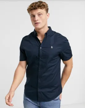 Original Penguin Core Poplin Short Sleeve Shirt - Dark Sapphire