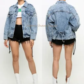 PEARL EMBELLISHED DENIM JACKET