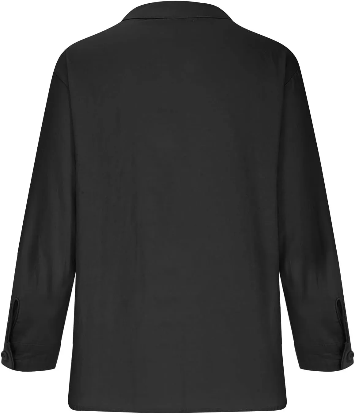 Plus Size Linen Tops for Women V Neck Long Sleeve Button Down Shirts Office Work Blouse Summer Beach Vacation Tunics