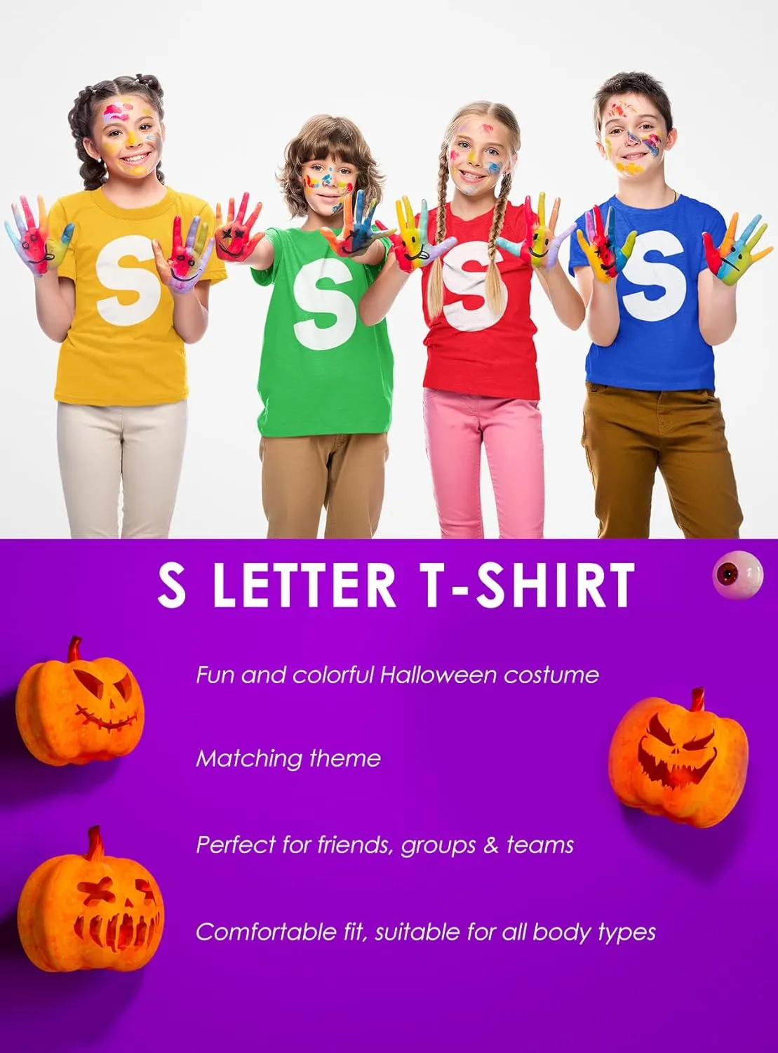 Promotion & Beyond Letter S Halloween Team Group Event Trick Treat Costume Accessory Youth T-Shirt