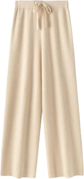 Rfmfkkg Womens Wool Knitted Pants Loose Wide Leg Pants Floor Length Trousers Soft Casual Wool Pants