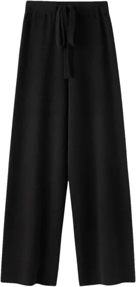 Rfmfkkg Womens Wool Knitted Pants Loose Wide Leg Pants Floor Length Trousers Soft Casual Wool Pants