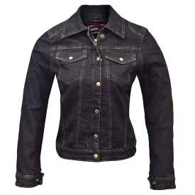 RIDERACT® Women Denim Jacket Biker Reinforced Denim Motorcycle Jacket Road Rush Black