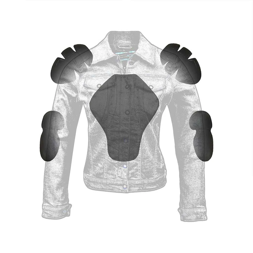 RIDERACT® Women Denim Jacket Biker Reinforced Denim Motorcycle Jacket Road Rush Black