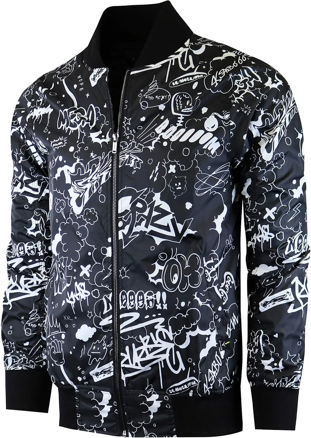 Screenshotbrand Lightweight Hooded Water Resistant Windbreaker - Zip-up Fashion Map Print Rain Jacket