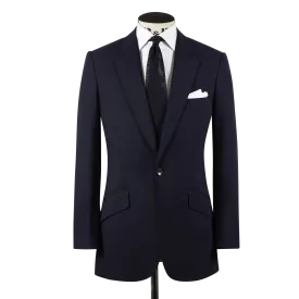 Single Breasted Notch Lapel Suit in Navy Blue Tropical Wool