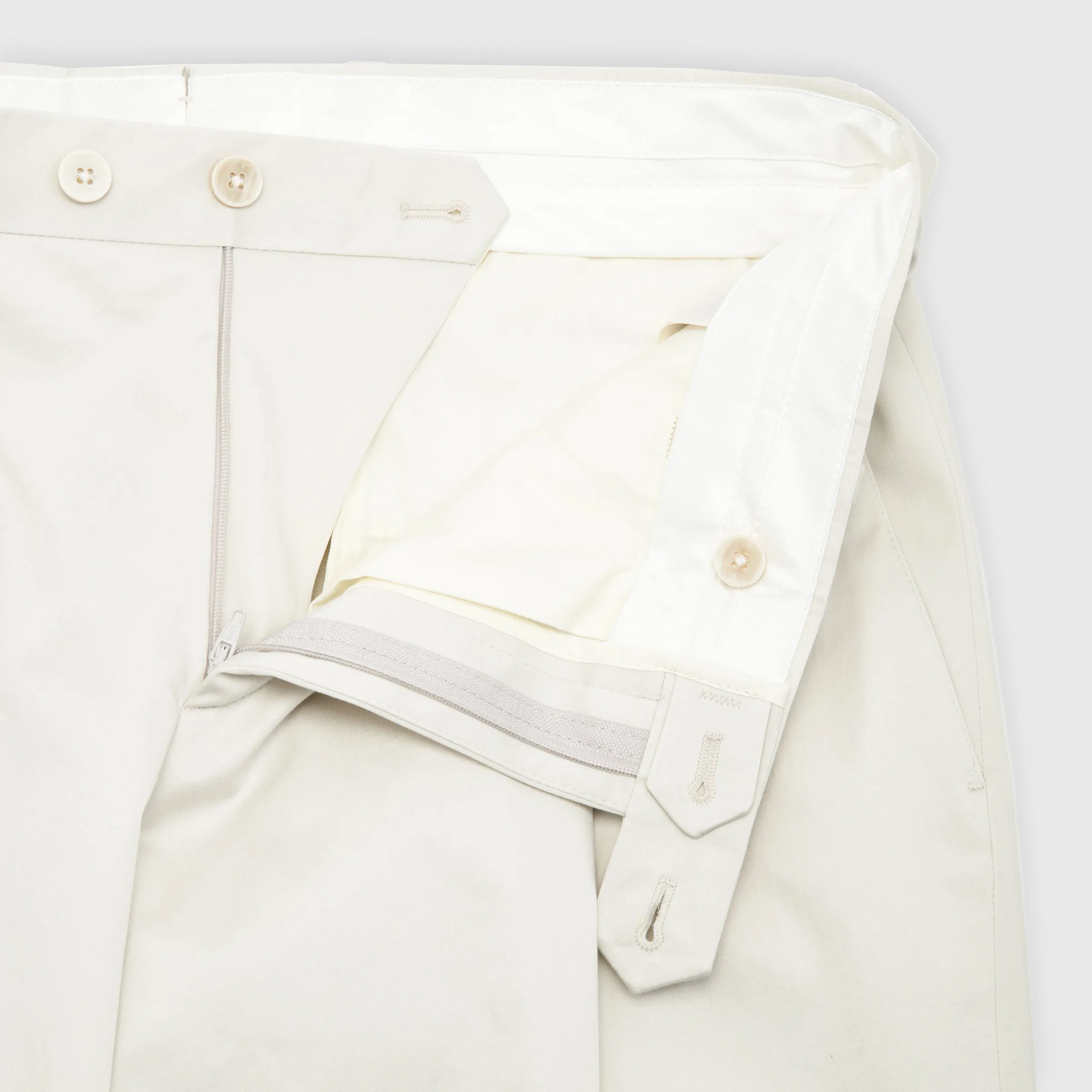 Solid Stretch Cotton Single Breasted Suit Beige