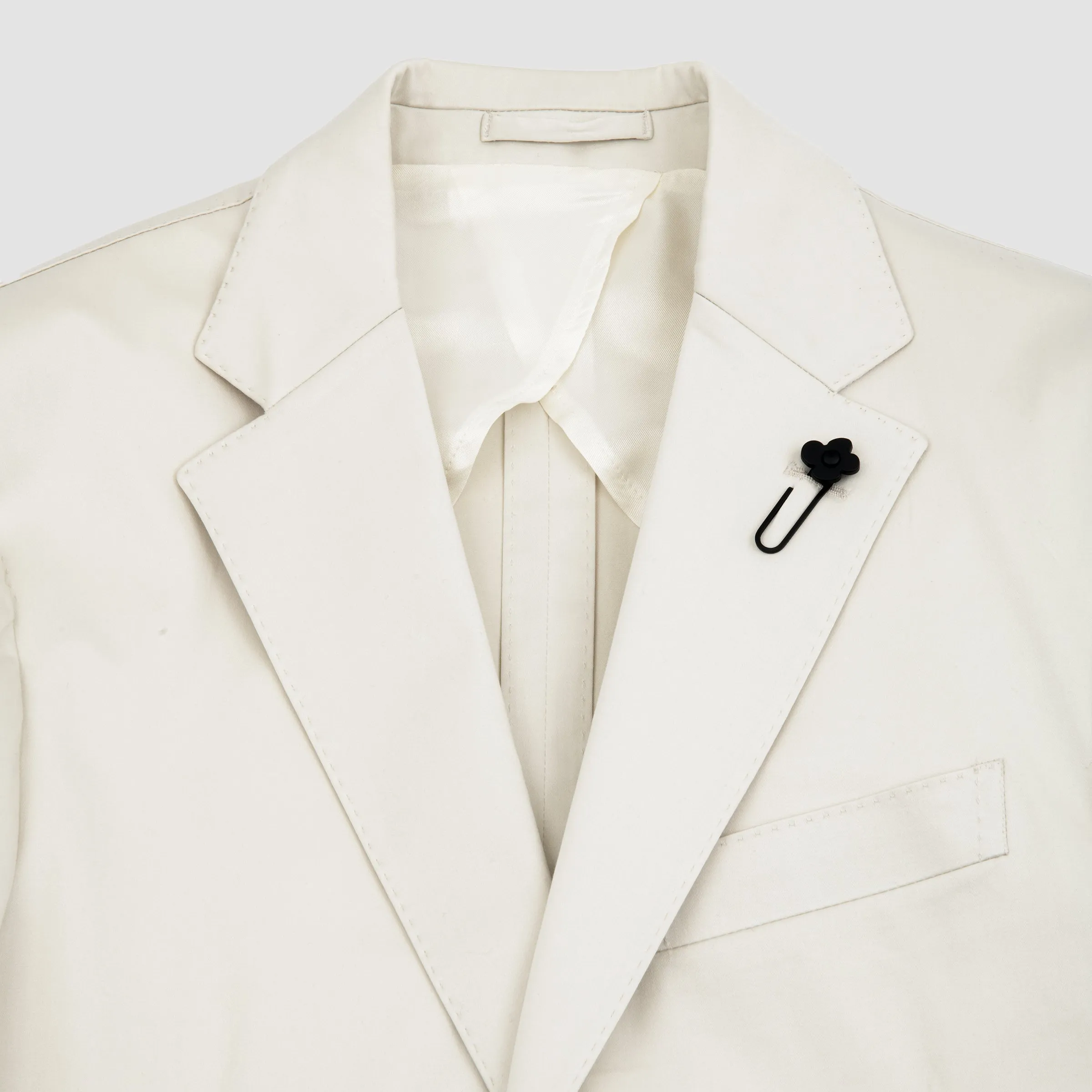 Solid Stretch Cotton Single Breasted Suit Beige
